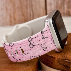 Pink Breast Cancer Awareness Bras Silicone Watch Band compatible with Apple Watch