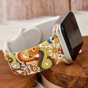 Retro Fall Floral Silicone Watch Band compatible with Apple Watch
