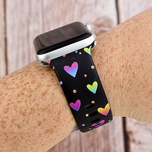 Black Hearts Silicone Watch Band compatible with Apple Watch