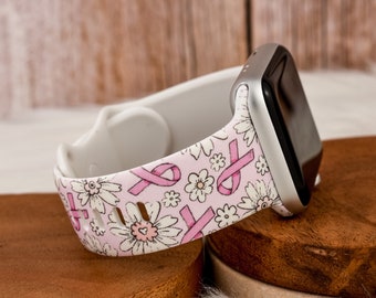Pink Ribbon Apple Watch Band: Breast Cancer Awareness Silicone Strap