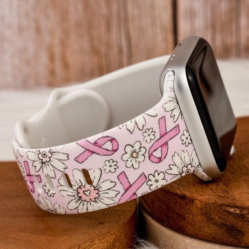Pink Breast Cancer Awareness Ribbon Silicone Watch Band Etsy