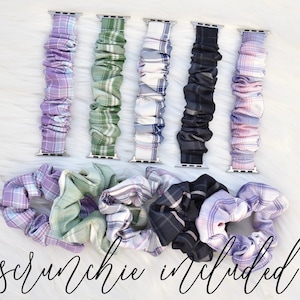 Plaid Scrunchie Watch Band for Apple Watch 38/40/41/42 (series 10) and 42/44/45/46/49