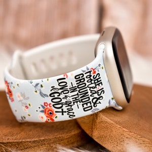 She is Rooted Religious Silicone Watch Band compatible with Apple Watch Fitbit Samsung Garmin