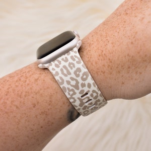 Mocha Leopard Cheetah Print Silicone Watch Band compatible with Apple Watch Fitbit Samsung Garmin