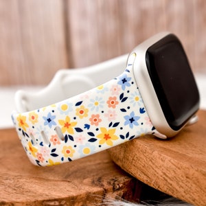 Colorful Small Spring Flowers Silicone Watch Band compatible with Apple Watch Fitbit Samsung Garmin