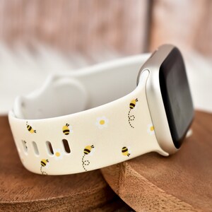 Bumble Bee Spring Flowers Silicone Watch Band compatible with Apple Watch Fitbit Samsung Garmin