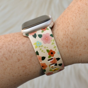 Muted Spring Flowers Silicone Watch Band compatible with Apple Watch