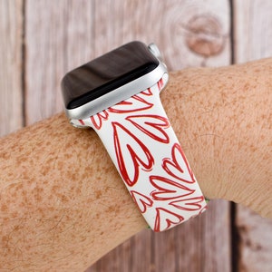 Red Hearts Valentines Silicone Watch Band compatible with Apple Watch