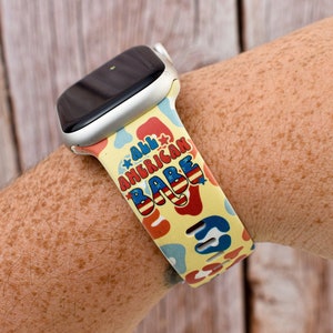 All American Babe Leopard Fourth of July Silicone Watch Band compatible with Apple Watch