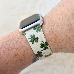 Leopard Shamrock St. Pattys Silicone Watch Band compatible with Apple Watch