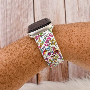 Love Peace Retro Silicone Watch Band compatible with Apple Watch