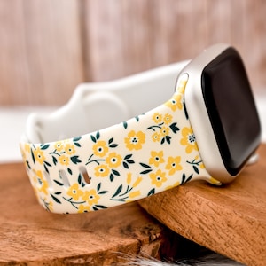 Yellow Small Spring Flowers Silicone Watch Band compatible with Apple Watch