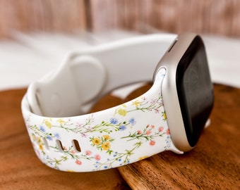 Small Spring Flowers Silicone Watch Band compatible with Apple Watch Fitbit Samsung Garmin