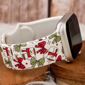 Snowman Cocoa Christmas Silicone Watch Band: Apple, Fitbit, Samsung, Garmin
