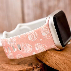 Pink Ocean Seashell Silicone Watch Band compatible with Apple Watch