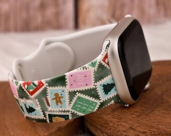 Christmas Stamps Santa Silicone Watch Band compatible with Apple Watch