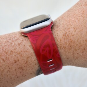 Red Hearts Silicone Watch Band compatible with Apple Watch