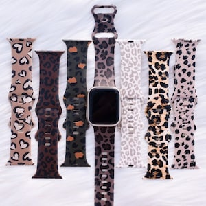 Bracelet de montre en silicone The Leopard Collection compatible avec Apple Watch Fitbit Samsung Garmin