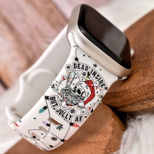 Jolly Af Skeleton  Christmas Silicone Watch Band compatible with Apple Watch Fitbit Samsung Garmin