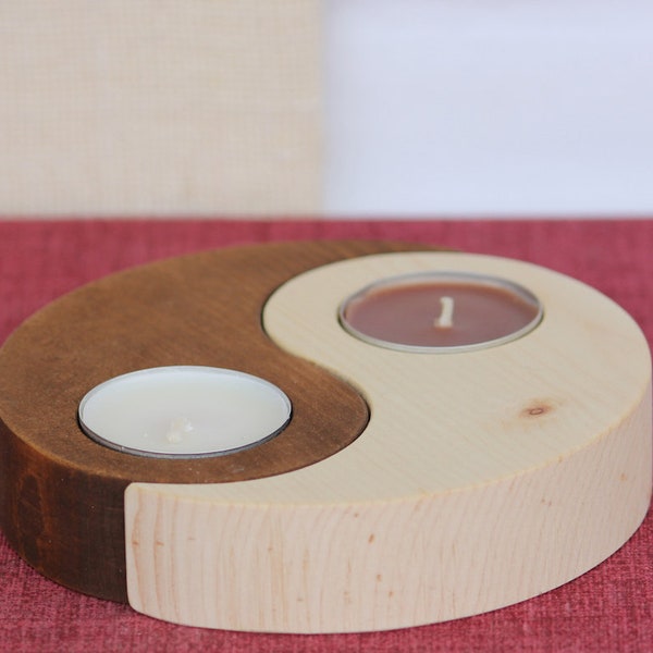 Yin Yang pine wood candle holder - Zirbenholz Yin Yang Kerzenhalter