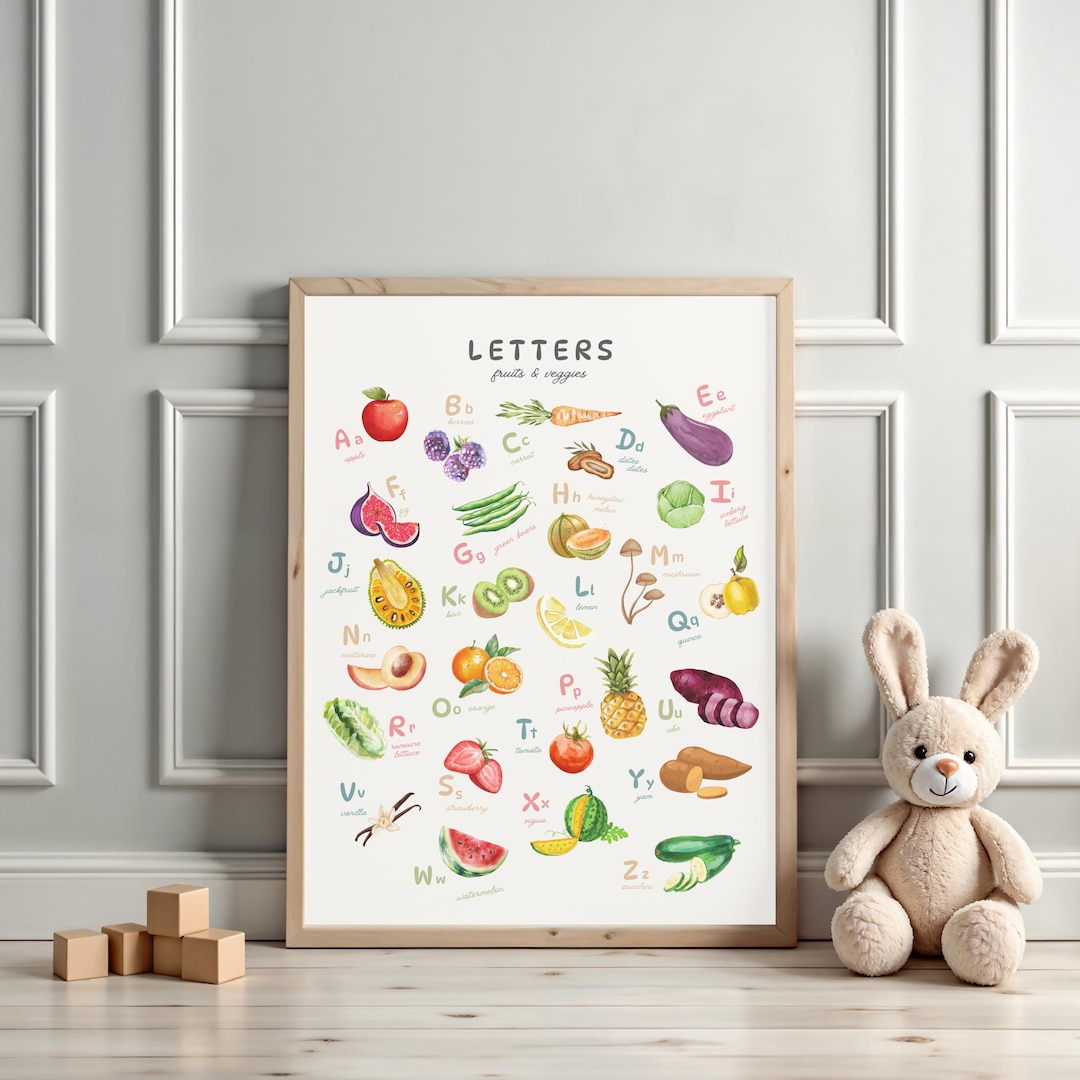 Alphabet Poster – Printable Kids’ Wall Art | Fruits & Vegetables ABC ...