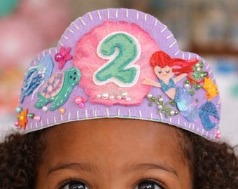 Felt Birthday Mermaid Crown Pattern PDF – DIY - Ages 1-10 – 3 Number Styles