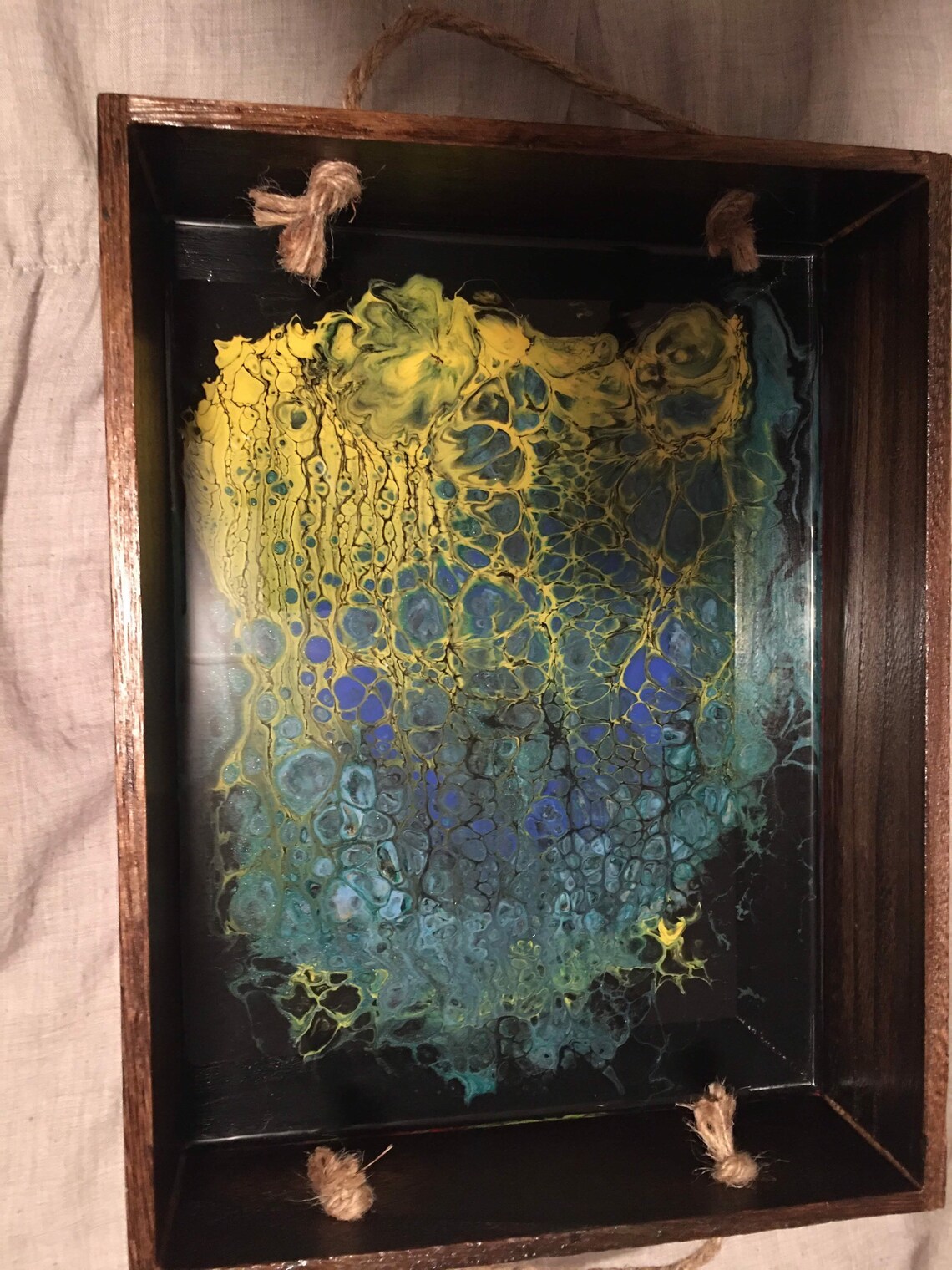 Acrylic pour paint wood tray 9.5 x 6.5 Etsy