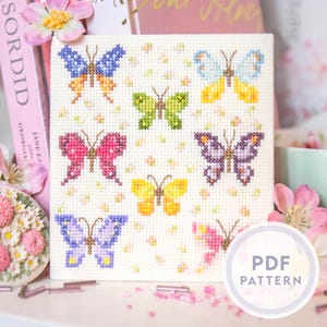 Miniature Butterflies Cross Stitch Pattern: Vintage Floral Design (Instant Digital PDF Download)