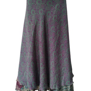 Floral Printed Vintage 2 Layer Skirt Vintage Sari Reversible Magic Wrap Skirt Hippie Boho Women&#39;s Maxi Dress Bohemian Around Long Wrap Skirt