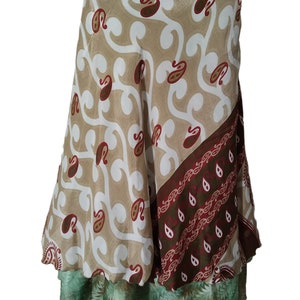 Around Long Vintage 2 Layer Skirt Vintage Sari Reversible Magic Wrap Skirt Hippie Boho Women&#39;s Maxi Dress Bohemian Beach Cover Up Wrap Skirt