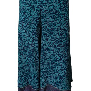 Blue Colour Vintage 2 Layer Skirt Vintage Sari Reversible Magic Wrap Skirt Hippie Boho Women&#39;s Maxi Dress Bohemian Floral Long Wrap Skirt