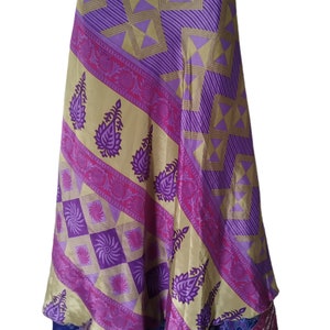 Wrap Skirt Vintage 2 Layer Skirt Vintage Sari Reversible Magic Wrap Skirt Hippie Boho Women&#39;s Maxi Dress Bohemian Wrap Around Long Skirt
