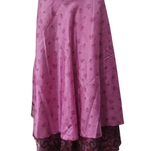 Around Long Beach Cover Up Vintage 2 Layer Skirt Vintage Sari Reversible Magic Wrap Skirt Hippie Boho Women&#39;s Maxi Dress Bohemian Wrap Skirt