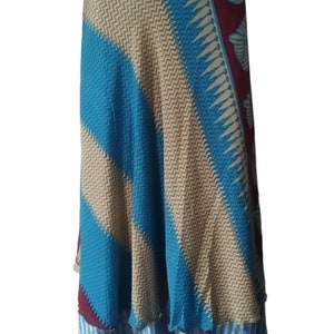 Vintage 2 Layer Skirt Vintage Sari Reversible Magic Wrap Skirt Hippie Boho Women&#39;s Maxi Dress Bohemian Beach Cover Up Around Long Wrap Skirt