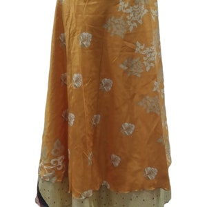 Leaf Printed Around Long Vintage 2 Layer Skirt Vintage Sari Reversible Magic Wrap Skirt Hippie Boho Women&#39;s Maxi Dress Bohemian Wrap Skirt
