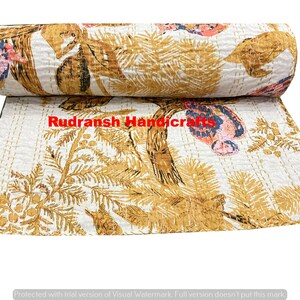 Eule Druck Hand Block Queen Baumwolle Kantha Quilt braun Vogel Druck Boho Decke Reversible Queen Schlafzimmer Bett Abdeckung Hippie Baumwolle Coverlet