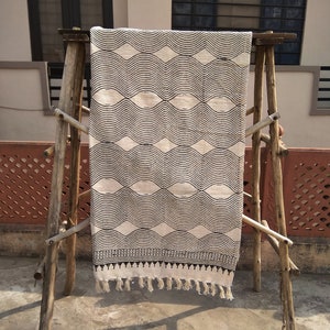 Indigo Mud Cloth Hand Loomed Cotton Hand Block Printed Throw with Textile Decorative Beach Throw Decorative Bed Throw Indigo Blue Mud Cloth
