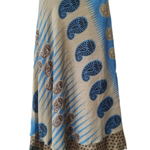 Paisley Printed Vintage 2 Layer Skirt Vintage Sari Reversible Magic Wrap Skirt Hippie Boho Women&#39;s Maxi Dress Bohemian Floral Wrap Skirt