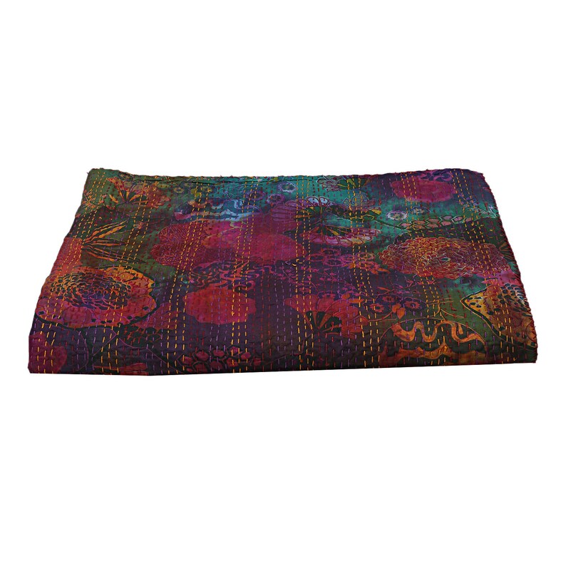 Tye Dye Cotton Kantha Quilt Bedroom Blanket Fruit Printed Etsy