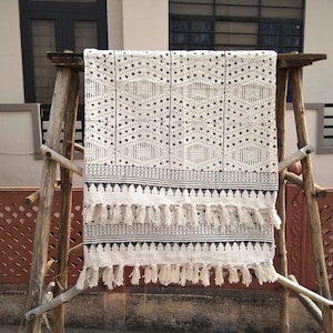 Indian Handloomed Mud Cloth Throw Blanket with Tassels Handmade Block Printed 100% Cotton Textile 50X70 Inches Christmas Gift Indian Quilt