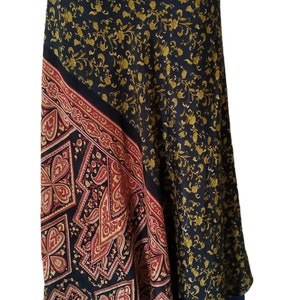 Floral Printed Vintage 2 Layer Skirt Vintage Sari Reversible Magic Wrap Skirt Hippie Boho Women&#39;s Maxi Dress Bohemian Around Long Wrap Skirt
