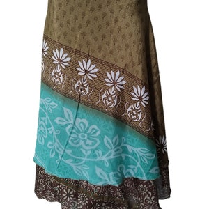 Vintage 2 Layer Skirt Vintage Silk Sari Reversible Magic Wrap Skirt Hippie Boho Women&#39;s Maxi Dress Bohemian Floral Long Wrap Around Skirt