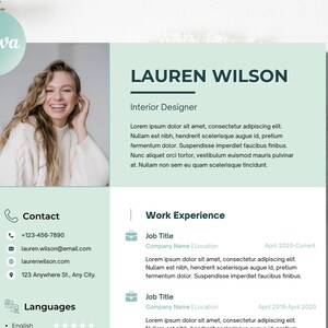 Liana | 1 Page Resume | CV Resume Template (including Cover Letter ...
