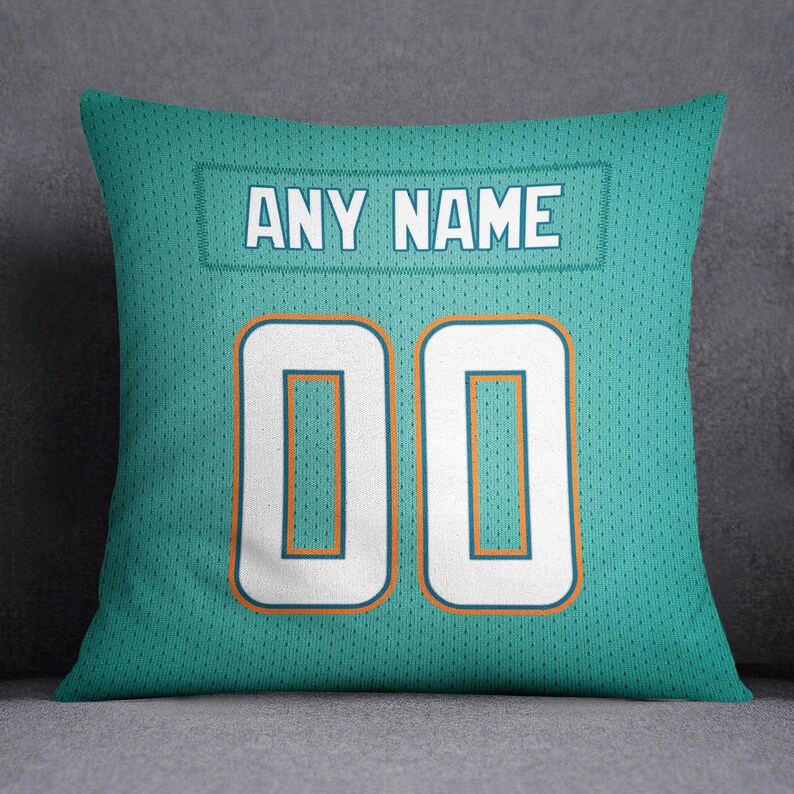 Miami Dolphins Pillow Front And Back 18 X 18 Print Etsy