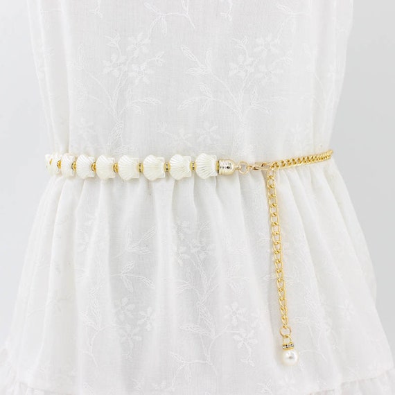 Pearl Gold waist Women’s belt waist accessories belly belt 42” Delicate Gold Plated Pearl Belly Chain/belly Chain/belt  main image 2