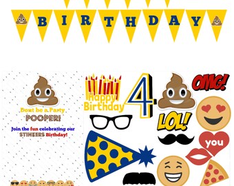 Emoji Birthday Invite and Photobooth Printables