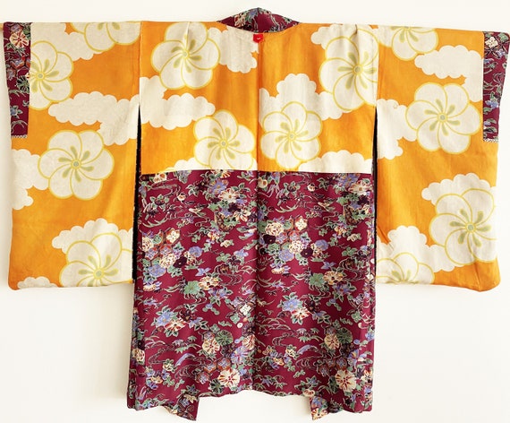plum color floral long Kimono jacket/ Haori /Naga… - image 3