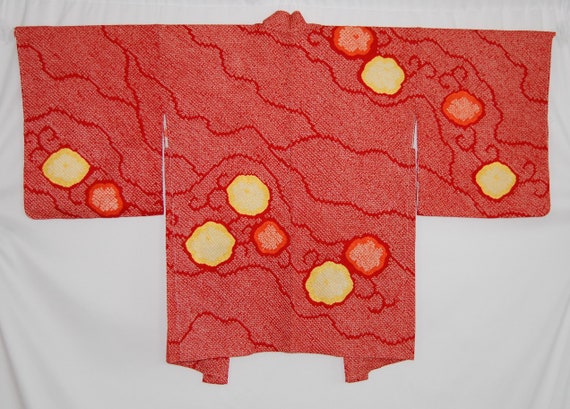 1960's Japanese vintage HAORI / red plum blossom … - image 1