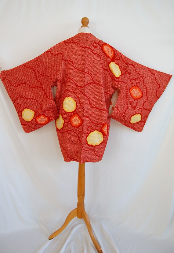 1960's Japanese vintage HAORI / red plum blossom … - image 6