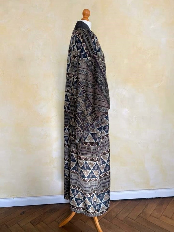 rare patchwork Men's Kimono robe/antique silk Nag… - image 3